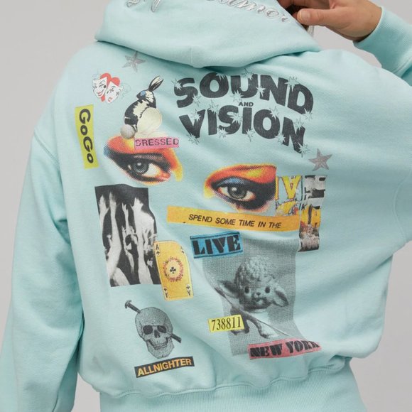 NWT Daydreamer SOUND AND VISION POCKET HOODIE Graphic Sweatshirt M - Picture 1 of 4